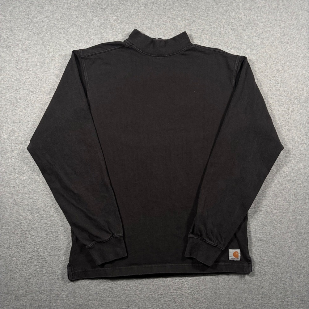 Carhartt Mock Neck Shirt Mens Medium Black Long Sleeve Cotton K203 BLK
